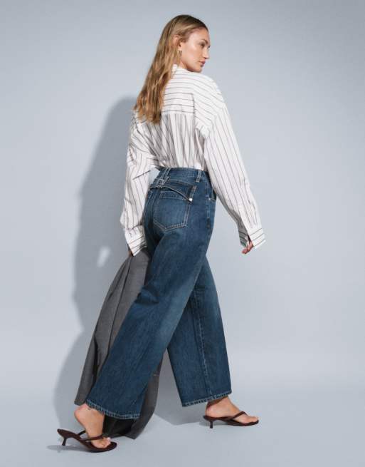 ASOS DESIGN Jeans mit gedrehter Naht und verstellbarem Bund in mittlerer Waschung, 2 von 5