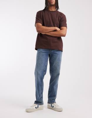 Jeans mit geradem Bein in verwaschenem Blau Blau 44 Regular