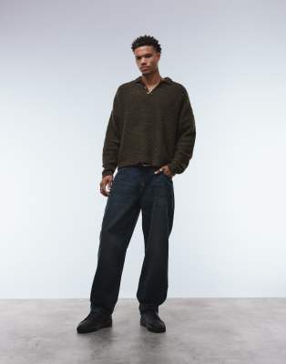 Jeans mit geradem Schnitt in dunkelblauer Waschung Blau 54 Long