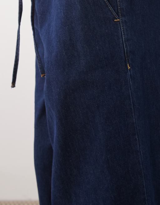 ASOS DESIGN Jeans mit Paperbag-Bund und weitem Bein in Mittelblau, 3 von 5