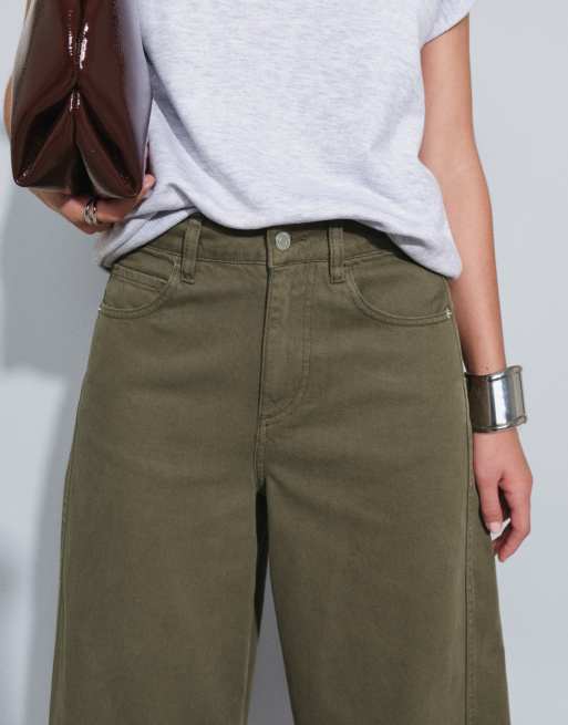 ASOS DESIGN Jeans mit Schleife und Barrel-Leg in Khaki, 5 von 5