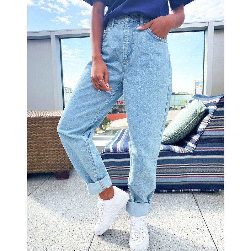 Mom jeans v1tN7 DESIGN - Jeans Mom extra larghi lavaggio marmo chiaro a vita alta in misto cotone organico