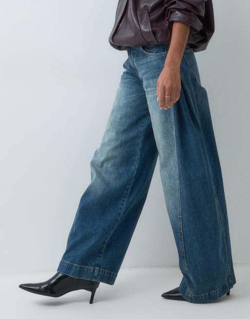 ASOS DESIGN jeans morbidi con dettaglio inserto lavaggio medio, 3 di 5