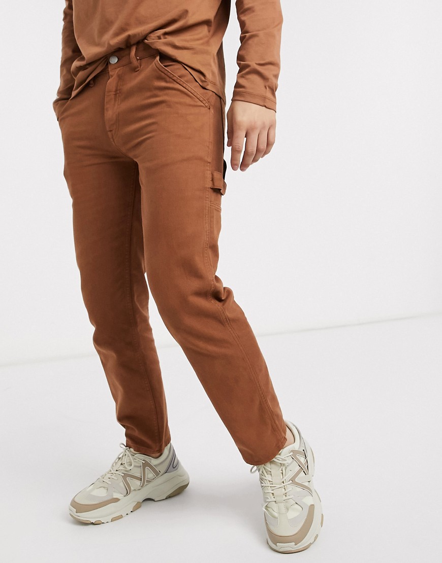 ASOS DESIGN - Jeans original fit marroni in coordinato-Marrone