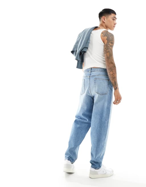 ASOS DESIGN - Jeans oversize affusolati blu lavaggio medio, 4 di 5