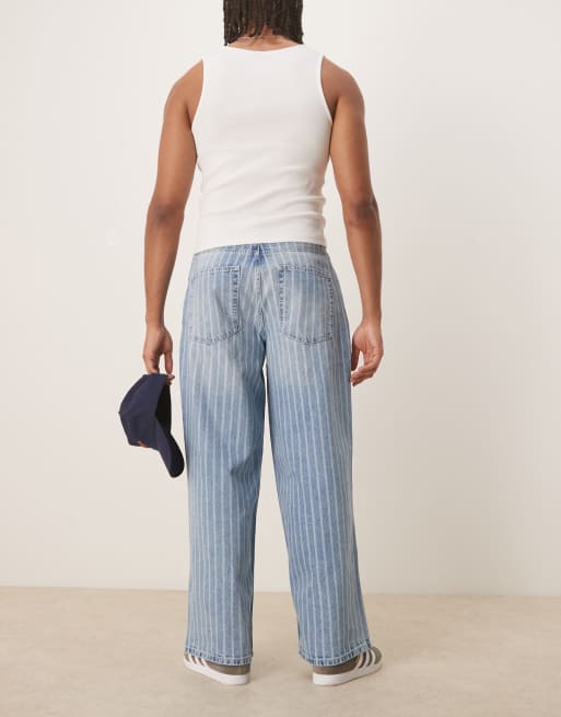 ASOS DESIGN - Jeans oversize ampi blu lavaggio chiaro a righe con pieghe, 2 di 5