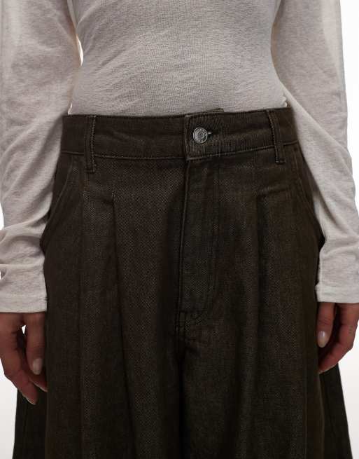 ASOS DESIGN oversized horseshoe jeans in olive