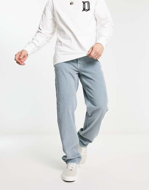 ASOS DESIGN - Jeans regular fit in velluto a coste blu pallido