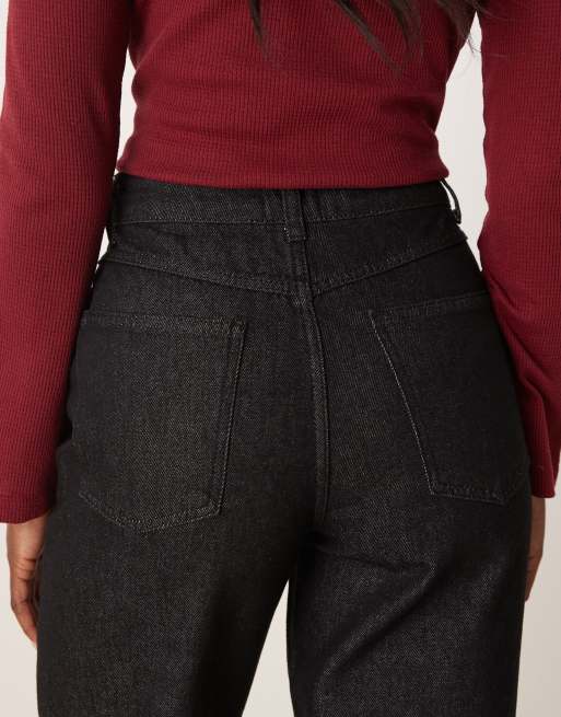 ASOS DESIGN - Jeans risvoltati neri con risvolto a contrasto, 5 di 5