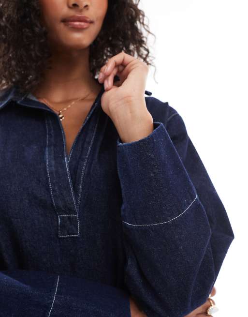 ASOS DESIGN – Jeans-Rugbykleid in Indigoblau, 4 von 4