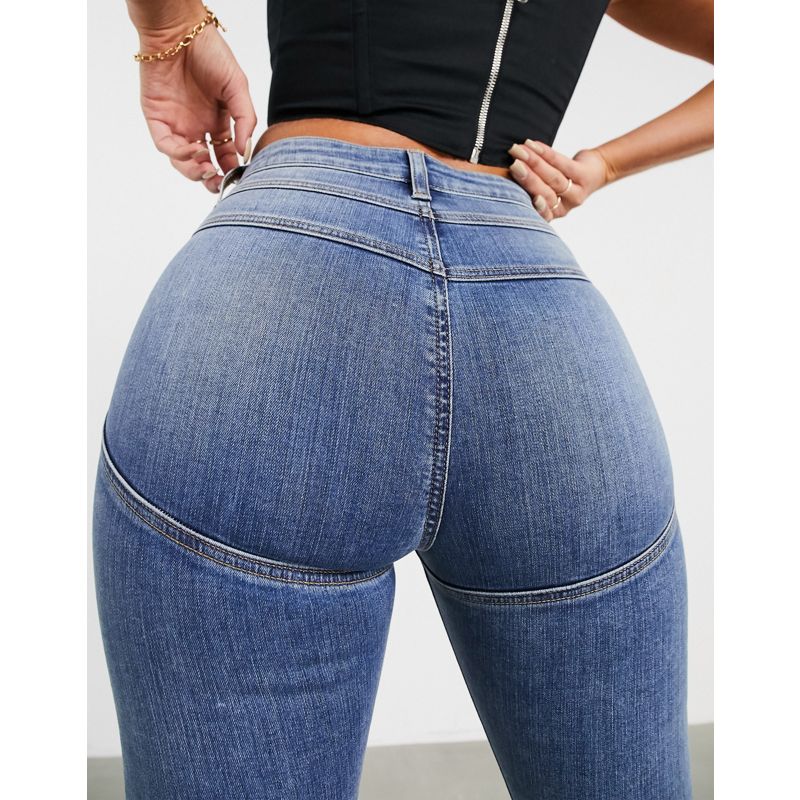 sfXbJ Jeans skinny DESIGN - Jeans skinny a vita alta modellanti e push-up lavaggio medio 