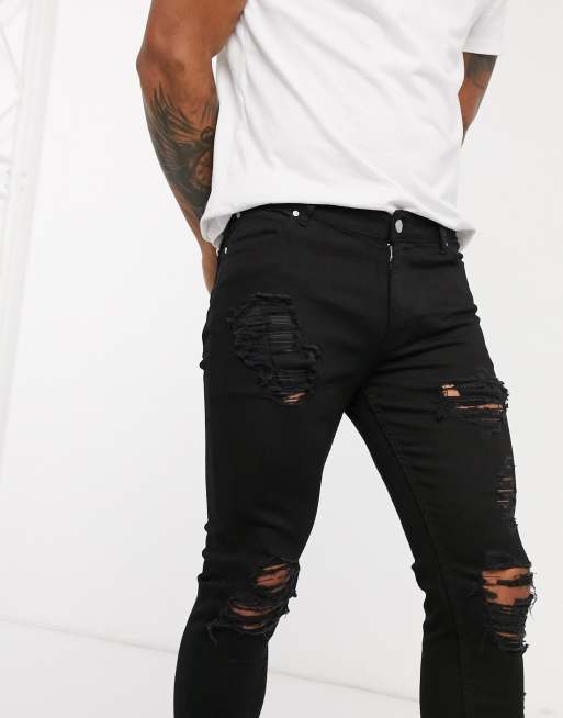 ASOS DESIGN Jeans skinny corti neri strappati