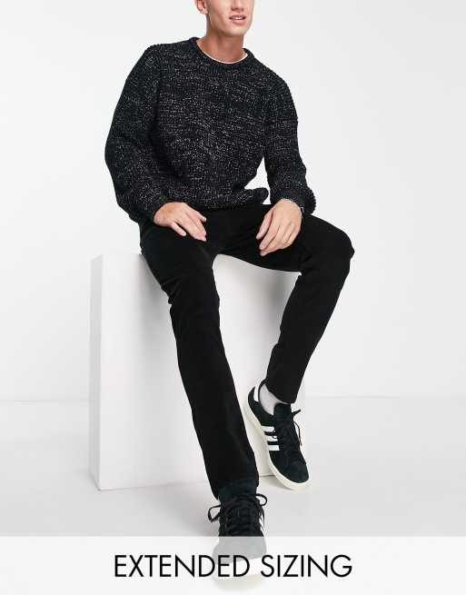 ASOS DESIGN - Jeans skinny elasticizzati neri in velluto a coste