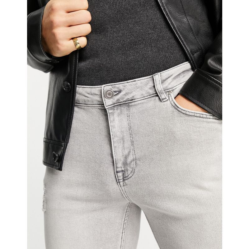 Jeans IoQVS DESIGN - Jeans skinny grigi con strappi sulle ginocchia