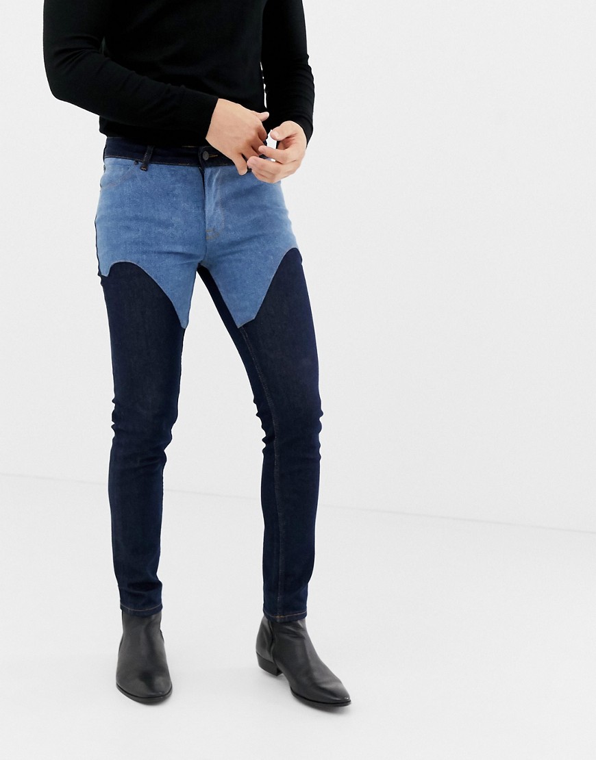 ASOS DESIGN - Jeans skinny indaco stile western-Blu