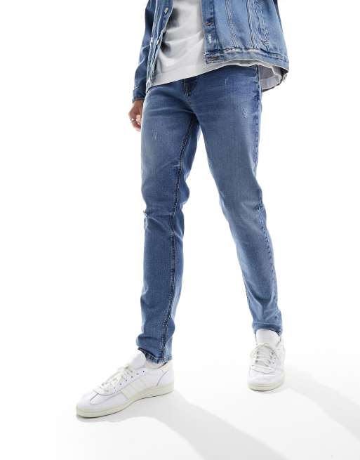 ASOS DESIGN - Jeans skinny lavaggio blu scuro con strappi sulle ginocchia, 3 di 5