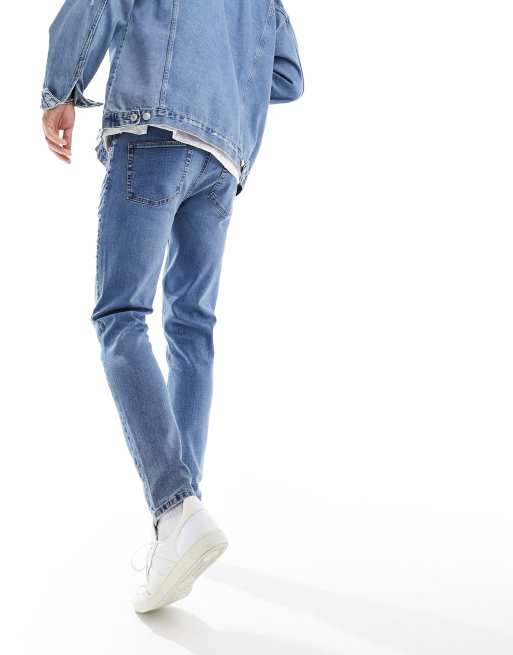 ASOS DESIGN - Jeans skinny lavaggio blu scuro con strappi sulle ginocchia, 5 di 5