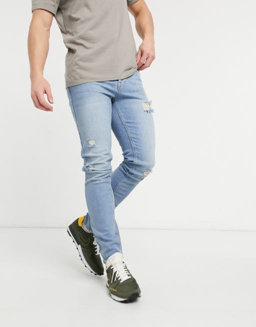 ASOS DESIGN Jeans skinny lavaggio chiaro vintage con strappi ASOS