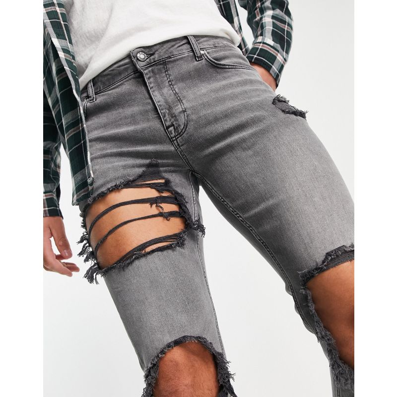 Jeans skinny Uomo DESIGN - Jeans skinny lavaggio grigio con strappi vistosi