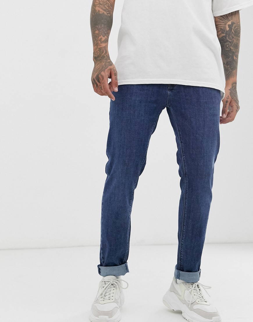 ASOS DESIGN - Jeans skinny lavaggio scuro flat-Blu