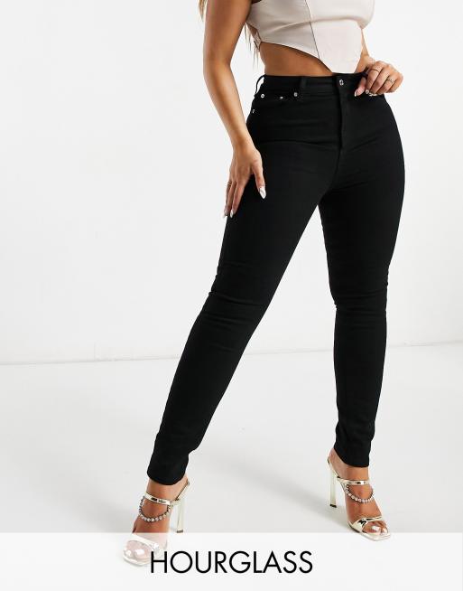 ASOS DESIGN - Jeans skinny modellanti push-up a vita alta, colore nero pulito