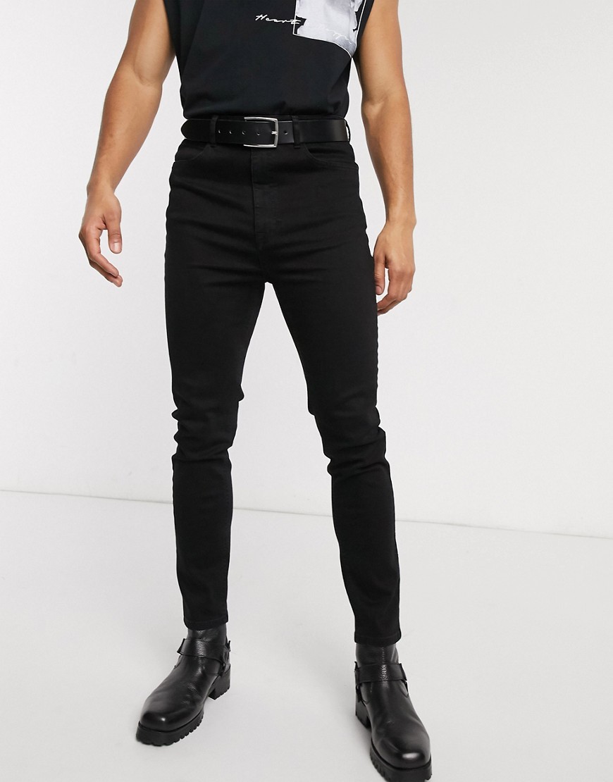 ASOS DESIGN - Jeans skinny vita alta in denim power stretch nero