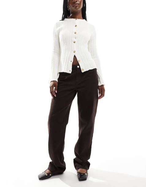 ASOS DESIGN - Jeans slim a vita bassa color cioccolato - view 1