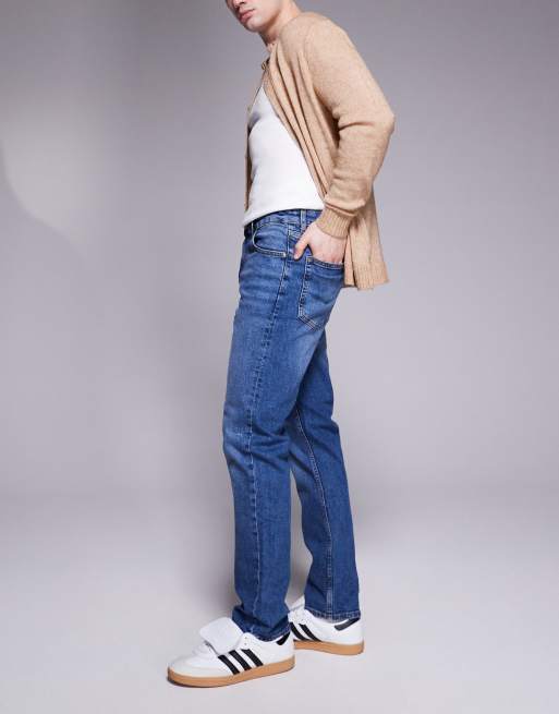 ASOS DESIGN - Jeans slim blu medio slavato, 3 di 5