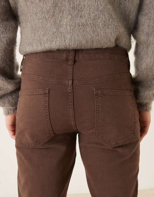 ASOS DESIGN - Jeans slim comfort stretch marroni, 5 di 5