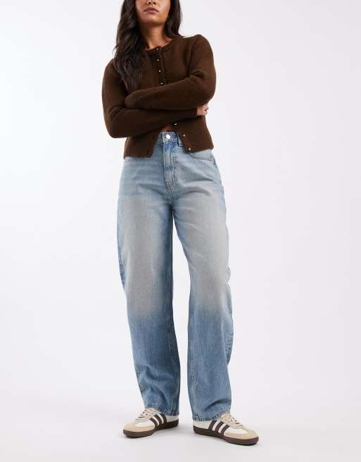 ASOS DESIGN - Jeans slim con gamba bombata lavaggio vintage 