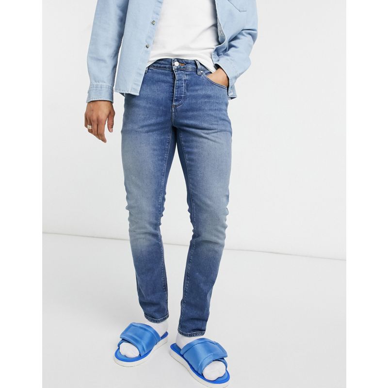 Uomo nQA55 DESIGN - Jeans slim elasticizzati vintage lavaggio blu medio