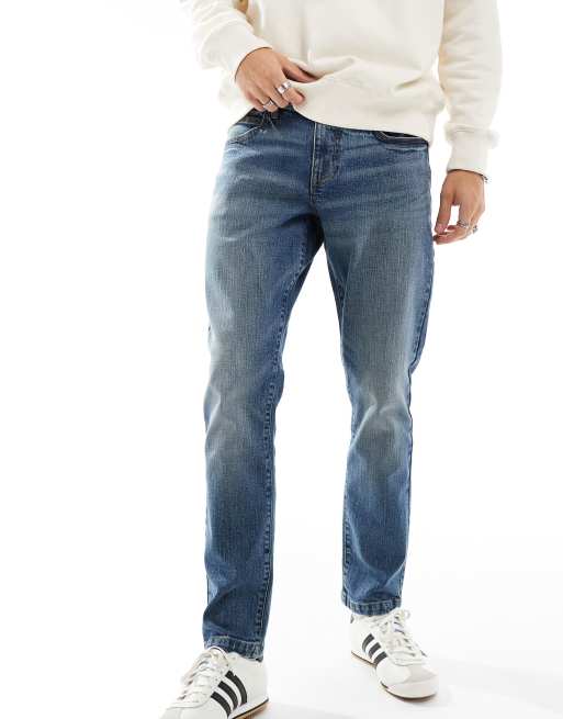 ASOS DESIGN - Jeans slim lavaggio blu medio con sfumature