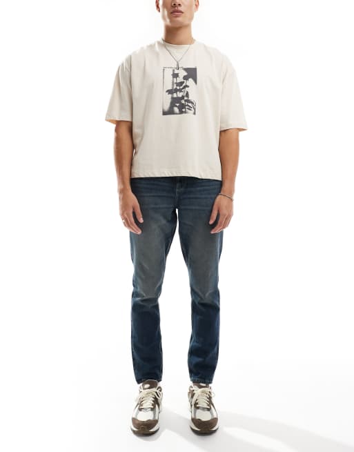 ASOS DESIGN - Jeans slim lavaggio scuro con sfumature