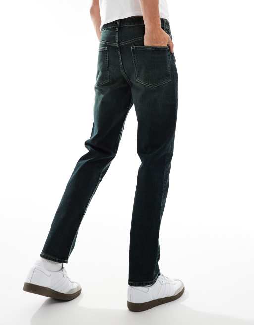 ASOS DESIGN - Jeans slim nero slavato con tintura verde, 2 di 5
