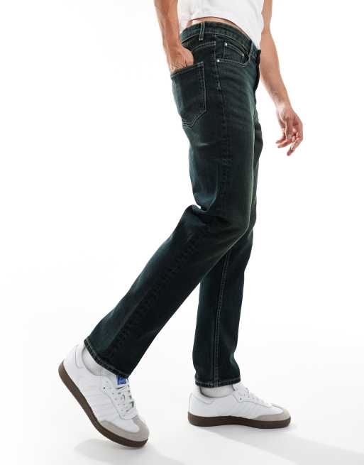 ASOS DESIGN - Jeans slim nero slavato con tintura verde, 3 di 5