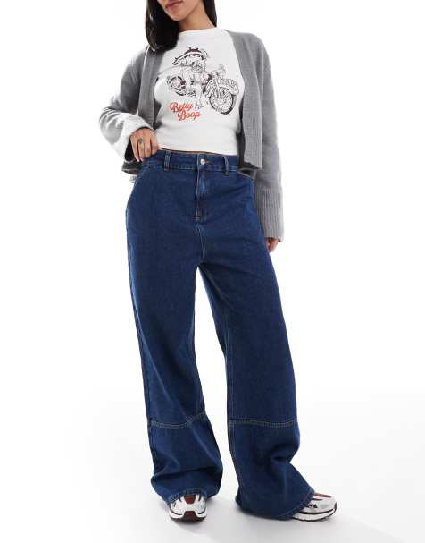 ASOS DESIGN - Jeans super ampi a zampa color indaco - view 1