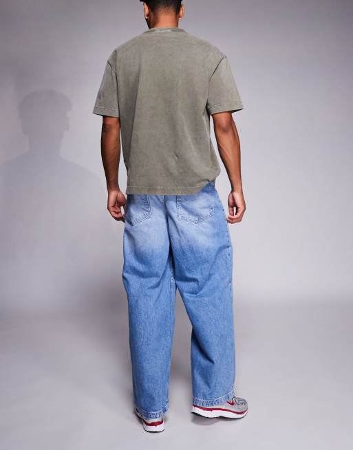 ASOS DESIGN - Jeans super ampi lavaggio chiaro con dettagli carpenter, 3 di 5