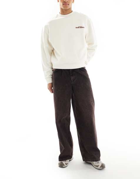 ASOS DESIGN - Jeans super larghi nero slavato con tinta marrone - view 1