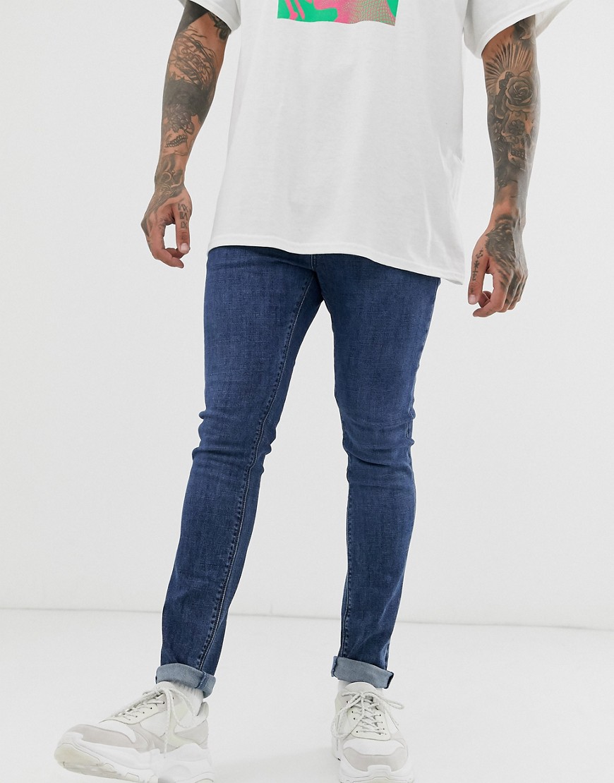 ASOS DESIGN - Jeans super skinny blu scuro flat
