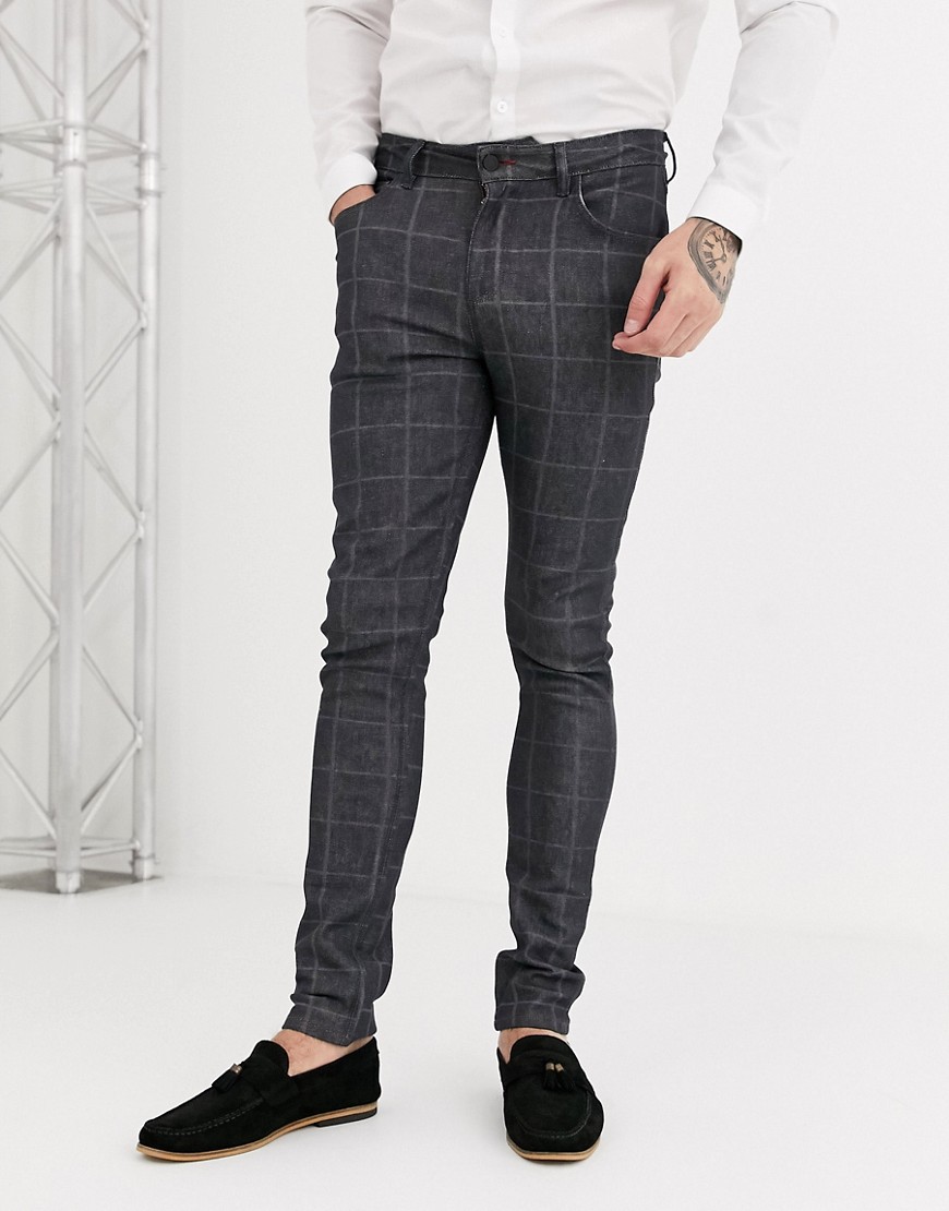 ASOS DESIGN - Jeans super skinny eleganti grigio a quadri