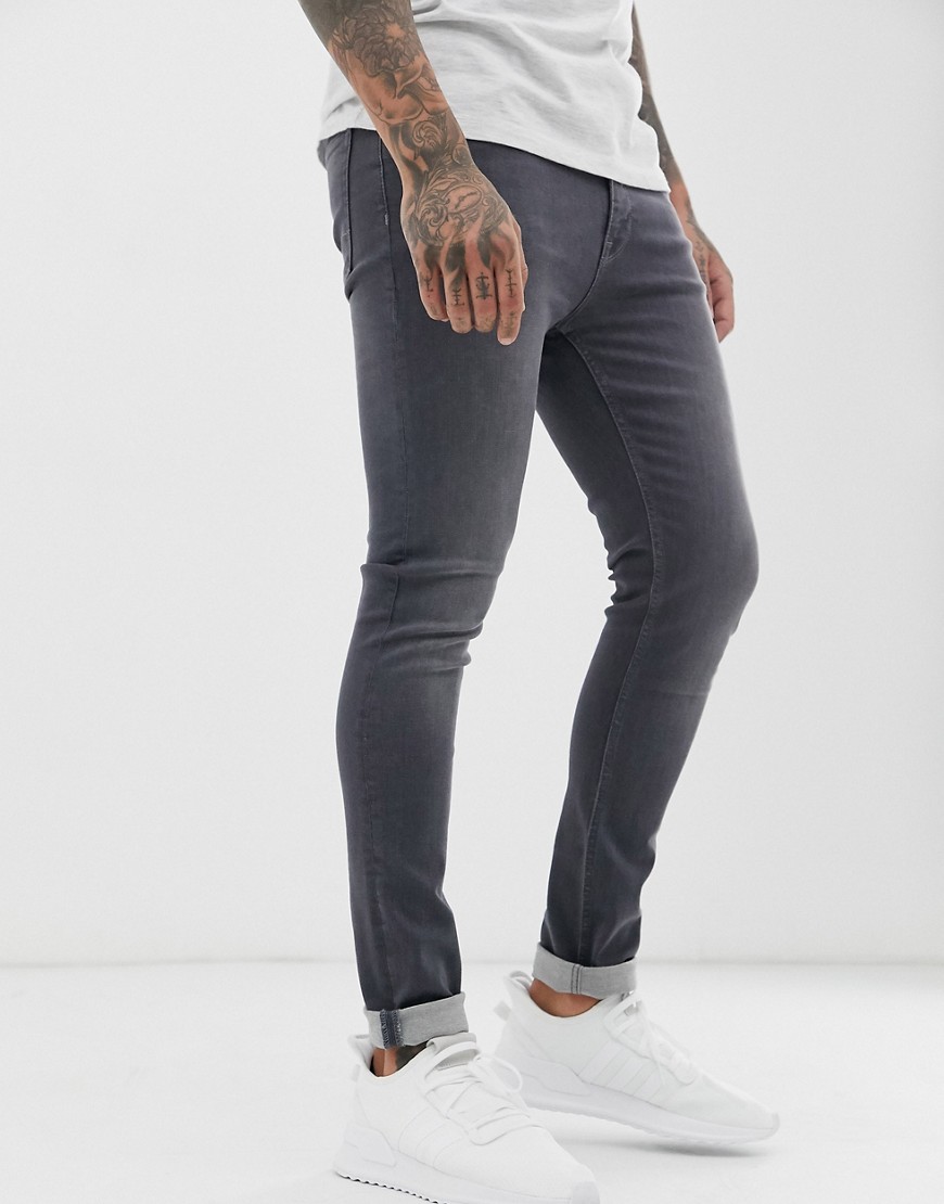 ASOS DESIGN - Jeans super skinny lavaggio grigio scuro