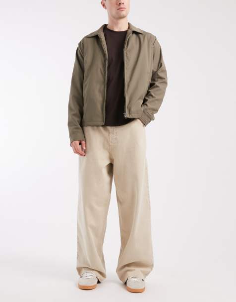 ASOS DESIGN – Jeans zum Reinschlüpfen in Steinbeige mit weitem Bein - view 1