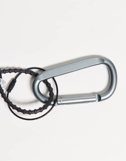 ASOS DESIGN - Jeansclip met karabijnhaak en rubberen tie-rip in zilver, 3 van 3