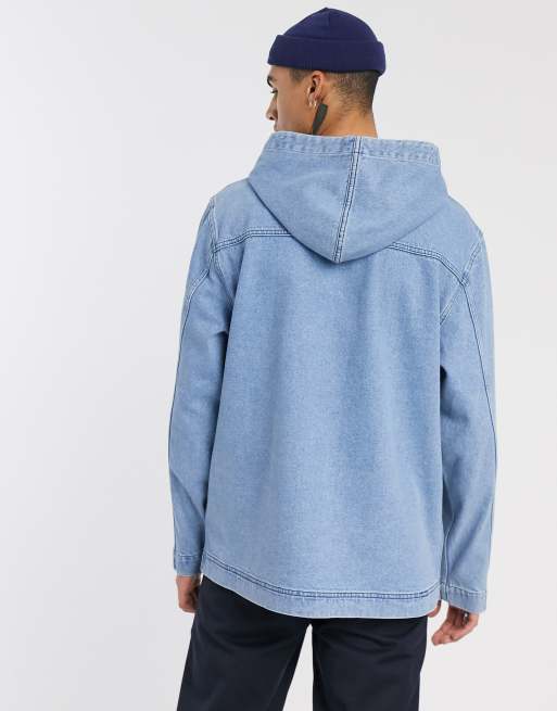 ASOS DESIGN – Jeansjacka i ljusblå tvätt med huva, 2 av 4