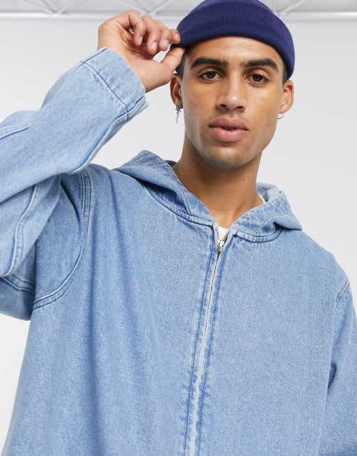 ASOS DESIGN – Jeansjacka i ljusblå tvätt med huva, 3 av 4