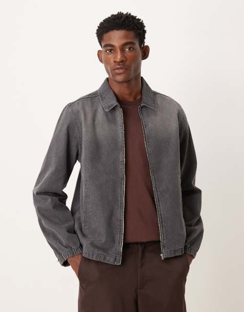 ASOS DESIGN – Jeansjacke im Bomberstil in stark verwaschenem Grau - view 1