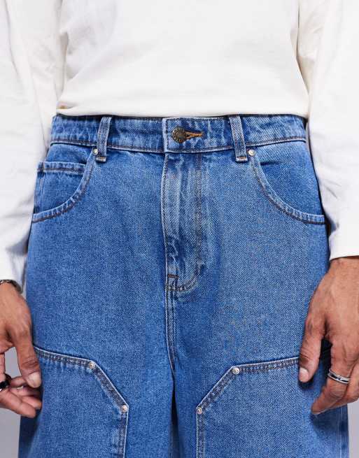 ASOS DESIGN – Jeansjorts i längre modell med snickardetalj, 5 av 5