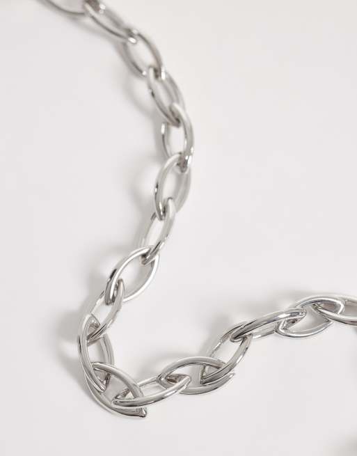 ASOS DESIGN - Jeansketting met puntige ovale schakels in zilver, 3 van 3