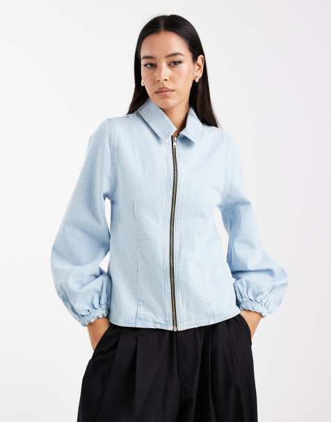 ASOS DESIGN – Jeanskleid in Indigoblau mit Puffärmeln - view 1