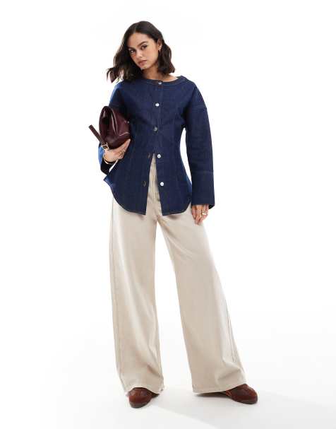 ASOS DESIGN – Jeansoberteil in Indigoblau mit geraffter Taille - view 1